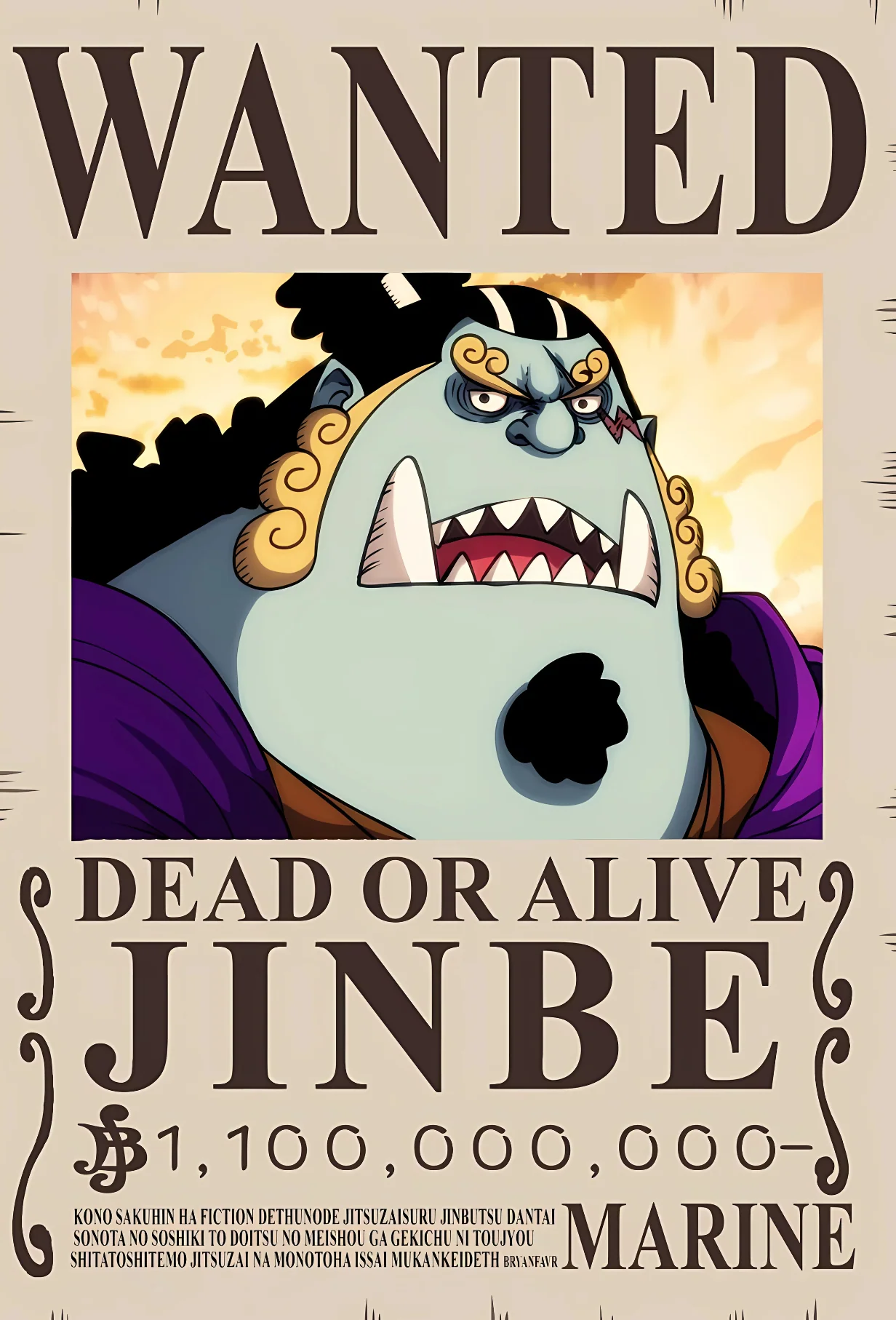 Jinbe 1.1 Billion Berry Bounty Poster - A3 & A4 One Piece Wall Art - Image 2